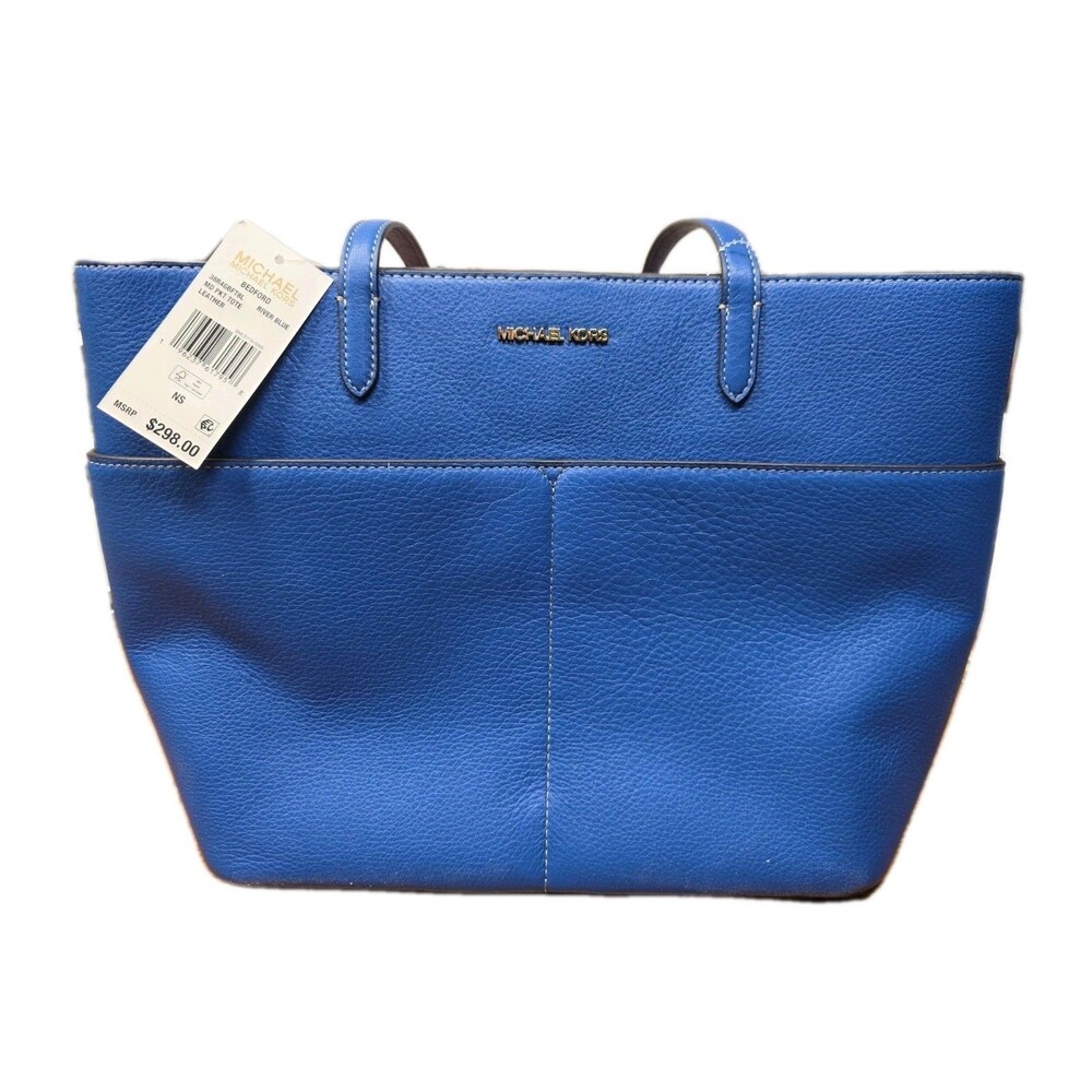MICHAEL Michael Kors Bedford River Blue Leather Tote Bag